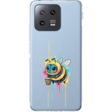 PrintiFy Xiaomi Mi 13 ile Uyumlu Splash Arı Tasarımlı Şeffaf Silikon Kılıf