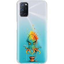 PrintiFy Oppo A92 ile Uyumlu Splash Ahtapot Tasarımlı Slimfit Şeffaf Silikon Kılıf