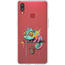 PrintiFy Samsung Galaxy A10S ile Uyumlu Splash Bukalemun Tasarımlı Slimfit Şeffaf Silikon Kılıf