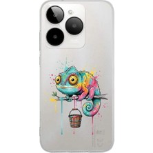PrintiFy General Mobile Era 30 ile Uyumlu Splash Bukalemun Tasarımlı Şeffaf Silikon Kılıf