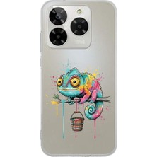 PrintiFy General Mobile Era 50 ile Uyumlu Splash Bukalemun Tasarımlı Şeffaf Silikon Kılıf