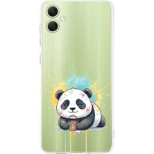PrintiFy Samsung Galaxy A06 ile Uyumlu Splash Panda Tasarımlı Şeffaf Silikon Kılıf