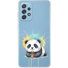 PrintiFy Samsung Galaxy A52 ile Uyumlu Splash Panda Tasarımlı Slimfit Şeffaf Silikon Kılıf