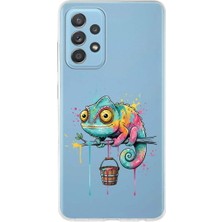 PrintiFy Samsung A52S 5g ile Uyumlu Splash Bukalemun Tasarımlı Slimfit Şeffaf Silikon Kılıf