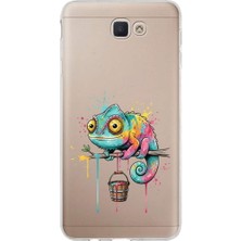 PrintiFy Samsung Galaxy J7 Prime ile Uyumlu Splash Bukalemun Tasarımlı Slimfit Şeffaf Silikon Kılıf