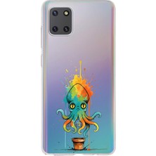 PrintiFy Samsung Galaxy Note 10 Lite ile Uyumlu Splash Ahtapot Tasarımlı Şeffaf Silikon Kılıf