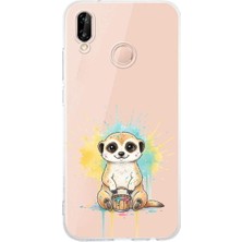PrintiFy Huawei P20 Lite ile Uyumlu Splash Mirket Tasarımlı Şeffaf Silikon Kılıf