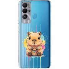 PrintiFy Tecno Pova Neo ile Uyumlu Splash Kapibara Tasarımlı Şeffaf Silikon Kılıf
