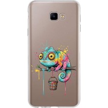 PrintiFy Samsung Galaxy J4 Core ile Uyumlu Splash Bukalemun Tasarımlı Slimfit Şeffaf Silikon Kılıf