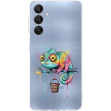 PrintiFy Samsung Galaxy A24 ile Uyumlu Splash Bukalemun Tasarımlı Şeffaf Silikon Kılıf