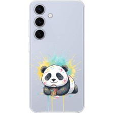PrintiFy Samsung Galaxy S25 Fe ile Uyumlu Splash Panda Tasarımlı Şeffaf Silikon Kılıf