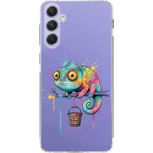 PrintiFy Samsung Galaxy A54 ile Uyumlu Splash Bukalemun Tasarımlı Şeffaf Silikon Kılıf