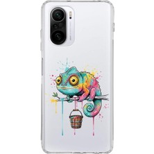 PrintiFy Redmi K40 ile Uyumlu Splash Bukalemun Tasarımlı Slimfit Şeffaf Silikon Kılıf