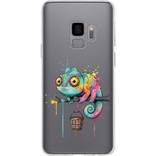 PrintiFy Samsung Galaxy S9 ile Uyumlu Splash Bukalemun Tasarımlı Slimfit Şeffaf Silikon Kılıf
