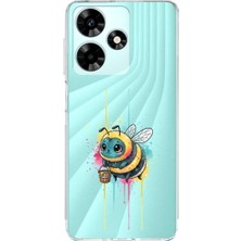 PrintiFy Infinix Hot 30 ile Uyumlu Splash Arı Tasarımlı Şeffaf Silikon Kılıf