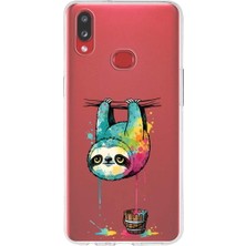 PrintiFy Samsung Galaxy A10S ile Uyumlu Splash Tembel Hayvan Tasarımlı Slimfit Şeffaf Silikon Kılıf