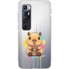 PrintiFy Xiaomi Mi 10 Ultra ile Uyumlu Splash Kapibara Tasarımlı Şeffaf Silikon Kılıf