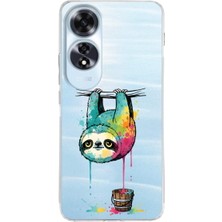 PrintiFy Oppo A60 ile Uyumlu Splash Tembel Hayvan Tasarımlı Şeffaf Silikon Kılıf