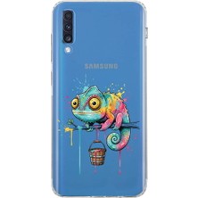 PrintiFy Samsung Galaxy A70S ile Uyumlu Splash Bukalemun Tasarımlı Şeffaf Silikon Kılıf