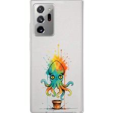 PrintiFy Samsung Galaxy Note 20 Ultra ile Uyumlu Splash Ahtapot Tasarımlı Slimfit Şeffaf Silikon Kılıf
