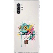 PrintiFy Samsung Galaxy Note 10 Plus ile Uyumlu Splash Bukalemun Tasarımlı Şeffaf Silikon Kılıf