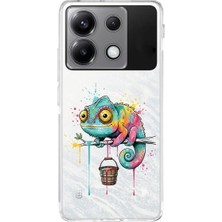 PrintiFy Poco X6 ile Uyumlu Splash Bukalemun Tasarımlı Şeffaf Silikon Kılıf