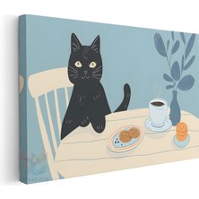Artarilion Yatay Kanvas Tablo Masada Siyah Kedi Modern Duvar Tablosu Kanvas Salon Ofis Tablosu