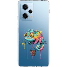 PrintiFy Redmi Note 12 Pro 5g ile Uyumlu Splash Bukalemun Tasarımlı Şeffaf Silikon Kılıf