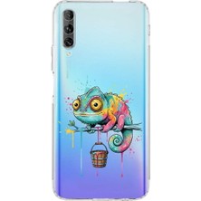 PrintiFy Huawei P Smart Pro ile Uyumlu Splash Bukalemun Tasarımlı Şeffaf Silikon Kılıf