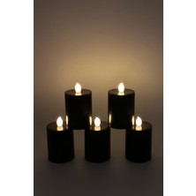 Led Mum Siyah Renk 5 Adet Batom LED Mum Şamdan 10 cm Plastik Malzeme ile Şık Tasarım