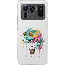 PrintiFy Xiaomi Mi 11 Ultra ile Uyumlu Splash Bukalemun Tasarımlı Slimfit Şeffaf Silikon Kılıf