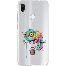 PrintiFy Redmi Note 7 ile Uyumlu Splash Bukalemun Tasarımlı Slimfit Şeffaf Silikon Kılıf