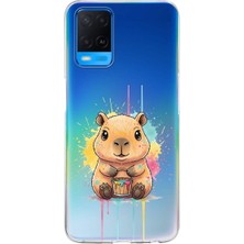 PrintiFy Oppo A54 4g ile Uyumlu Splash Kapibara Tasarımlı Slimfit Şeffaf Silikon Kılıf