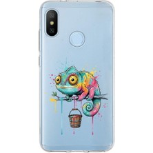 PrintiFy Xiaomi Mi A2 Lite ile Uyumlu Splash Bukalemun Tasarımlı Şeffaf Silikon Kılıf