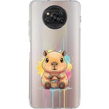 PrintiFy Poco X3 ile Uyumlu Splash Kapibara Tasarımlı Şeffaf Silikon Kılıf