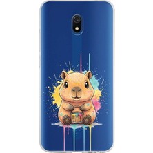 PrintiFy Redmi 8A ile Uyumlu Splash Kapibara Tasarımlı Şeffaf Silikon Kılıf