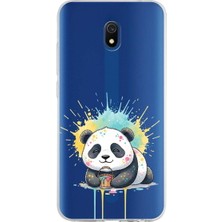 PrintiFy Redmi 8A ile Uyumlu Splash Panda Tasarımlı Şeffaf Silikon Kılıf