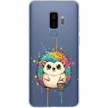 PrintiFy Samsung Galaxy S9 Plus ile Uyumlu Splash Kirpi Tasarımlı Slimfit Şeffaf Silikon Kılıf