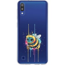 PrintiFy Samsung Galaxy M10 ile Uyumlu Splash Arı Tasarımlı Slimfit Şeffaf Silikon Kılıf