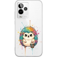 PrintiFy General Mobile Gm 24 Pro ile Uyumlu Splash Kirpi Tasarımlı Şeffaf Silikon Kılıf