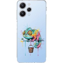 PrintiFy Redmi 12 4g ile Uyumlu Splash Bukalemun Tasarımlı Şeffaf Silikon Kılıf