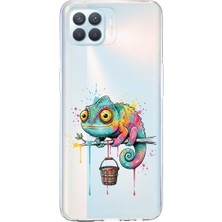 PrintiFy Oppo Reno 4 Lite ile Uyumlu Splash Bukalemun Tasarımlı Slimfit Şeffaf Silikon Kılıf
