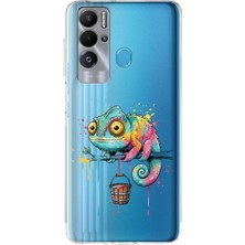 PrintiFy Tecno Pova Neo ile Uyumlu Splash Bukalemun Tasarımlı Şeffaf Silikon Kılıf