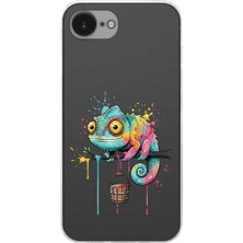 PrintiFy iPhone 16E ile Uyumlu Splash Bukalemun Tasarımlı Şeffaf Silikon Kılıf