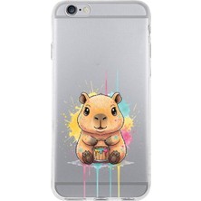 PrintiFy iPhone 6 ile Uyumlu Splash Kapibara Tasarımlı Slimfit Şeffaf Silikon Kılıf