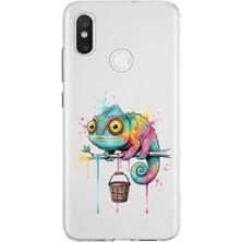 PrintiFy Xiaomi Mi 8 ile Uyumlu Splash Bukalemun Tasarımlı Şeffaf Silikon Kılıf