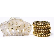 Mena Rise Invisibobble - Set S Apres Ski Golden Glamour -3 Spiral + 1 Klipsli Saç Tokası