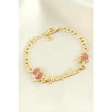 Makay Ayak Izi Maşallah Yazılı Taşlı Bileklik