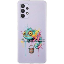 PrintiFy Samsung Galaxy A13 ile Uyumlu Splash Bukalemun Tasarımlı Slimfit Şeffaf Silikon Kılıf