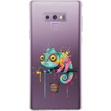 PrintiFy Samsung Galaxy Note 9 ile Uyumlu Splash Bukalemun Tasarımlı Slimfit Şeffaf Silikon Kılıf